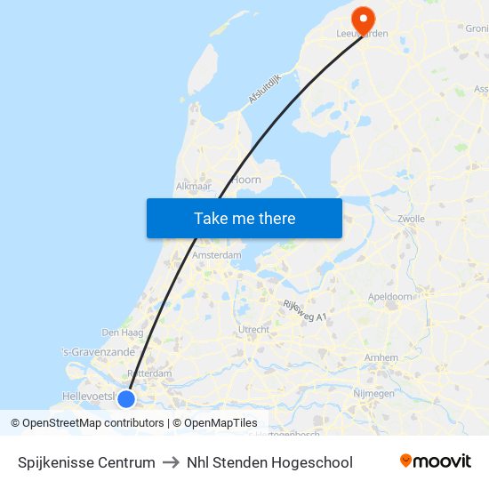 Spijkenisse Centrum to Nhl Stenden Hogeschool map