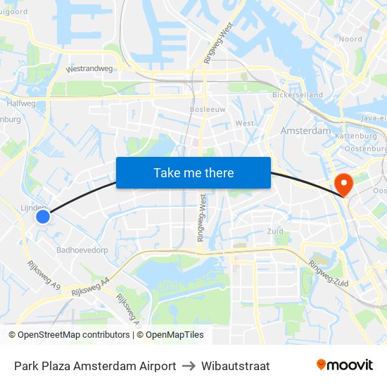 Park Plaza Amsterdam Airport to Wibautstraat map