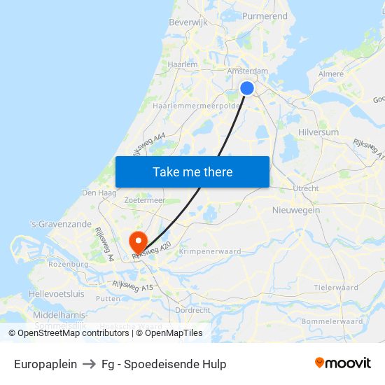 Europaplein to Fg - Spoedeisende Hulp map