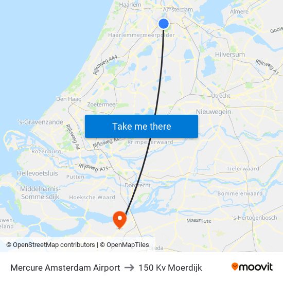 Mercure Amsterdam Airport to 150 Kv Moerdijk map