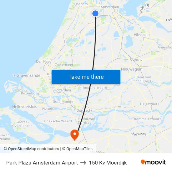 Park Plaza Amsterdam Airport to 150 Kv Moerdijk map