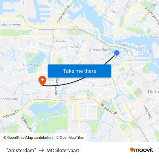 ""Amsterdam"" to MC Slotervaart map