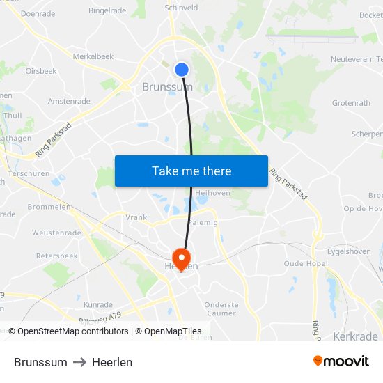 Brunssum to Heerlen map