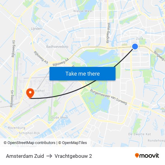 Amsterdam Zuid to Vrachtgebouw 2 map
