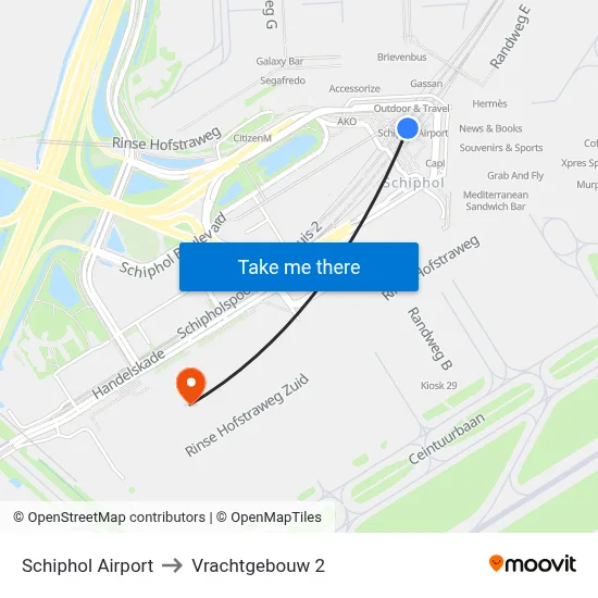 Schiphol Airport to Vrachtgebouw 2 map