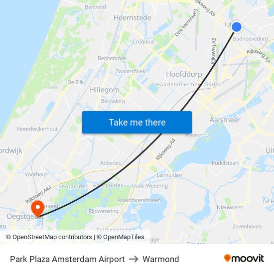 Park Plaza Amsterdam Airport to Warmond map