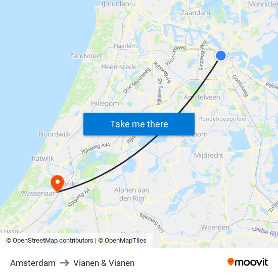 Amsterdam to Vianen & Vianen map