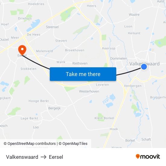 Valkenswaard to Eersel map