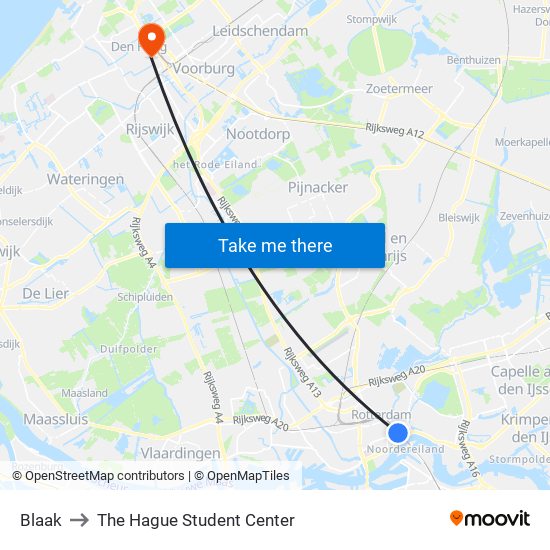 Blaak to The Hague Student Center map