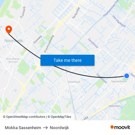 Mokka Sassenheim (Supervlaai Sassenheim) to Noordwijk map