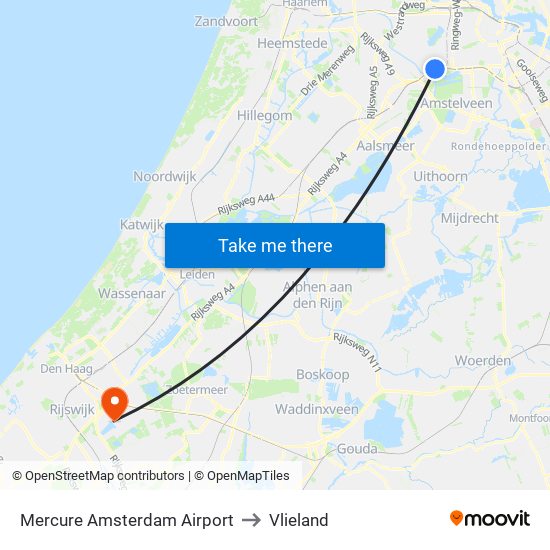 Mercure Amsterdam Airport to Vlieland map