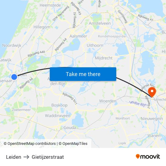 Leiden to Gietijzerstraat map