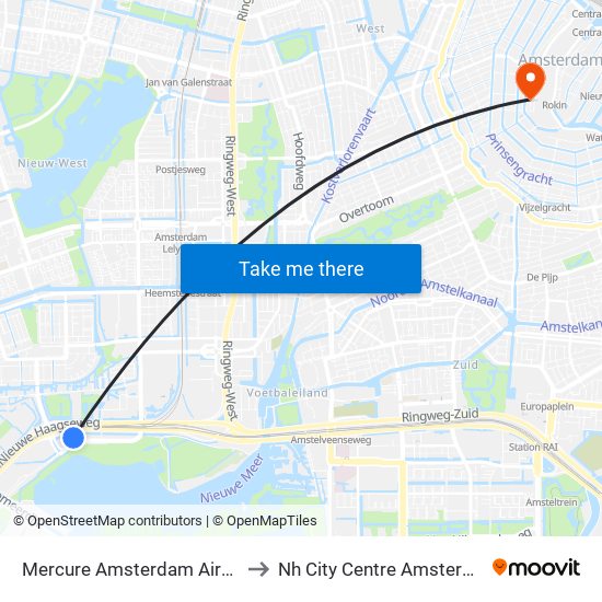 Mercure Amsterdam Airport to Nh City Centre Amsterdam map