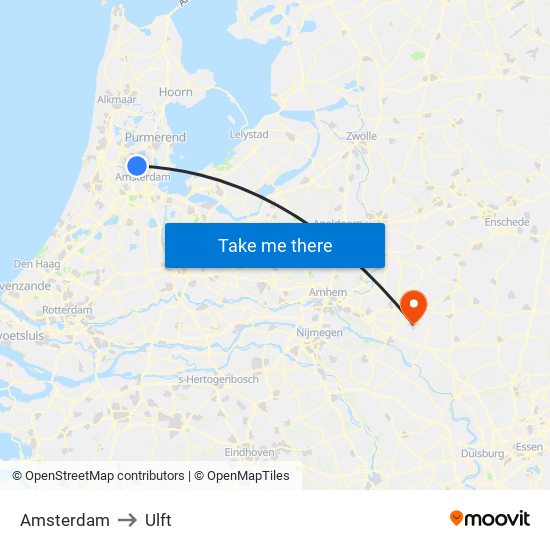 Amsterdam to Ulft map