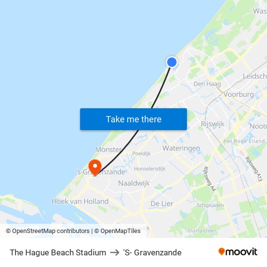 The Hague Beach Stadium to 'S- Gravenzande map