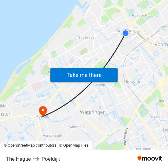 The Hague to Poeldijk map