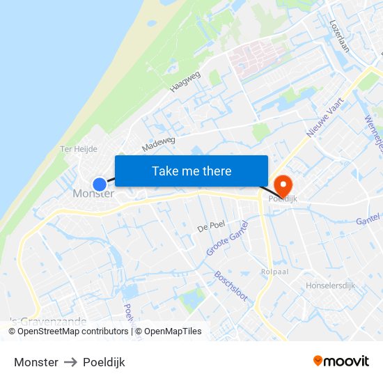 Monster to Poeldijk map