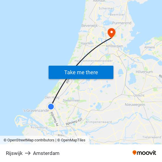 Rijswijk to Amsterdam map