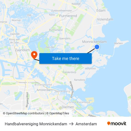 Handbalvereniging Monnickendam to Amsterdam map