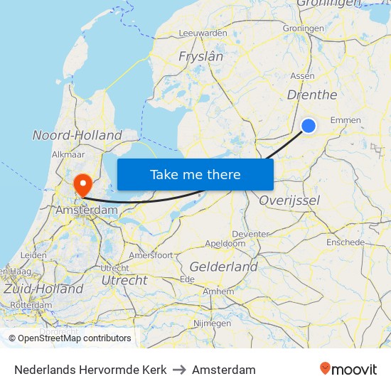 Nederlands Hervormde Kerk to Amsterdam map
