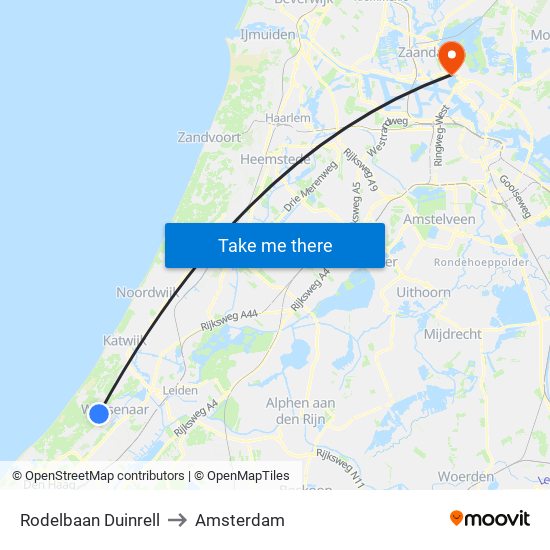 Rodelbaan Duinrell to Amsterdam map