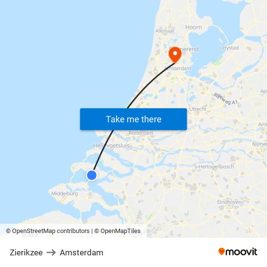 Zierikzee to Amsterdam map