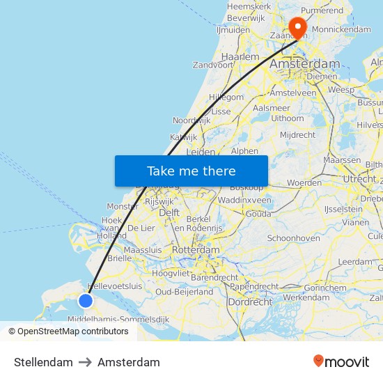 Stellendam to Amsterdam map