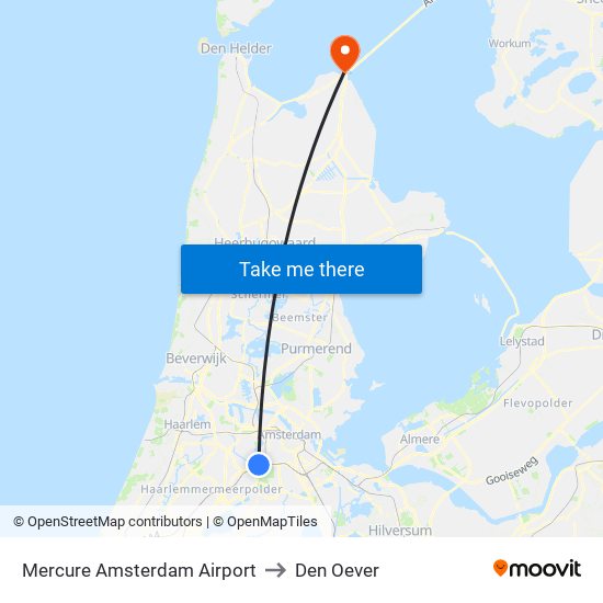 Mercure Amsterdam Airport to Den Oever map