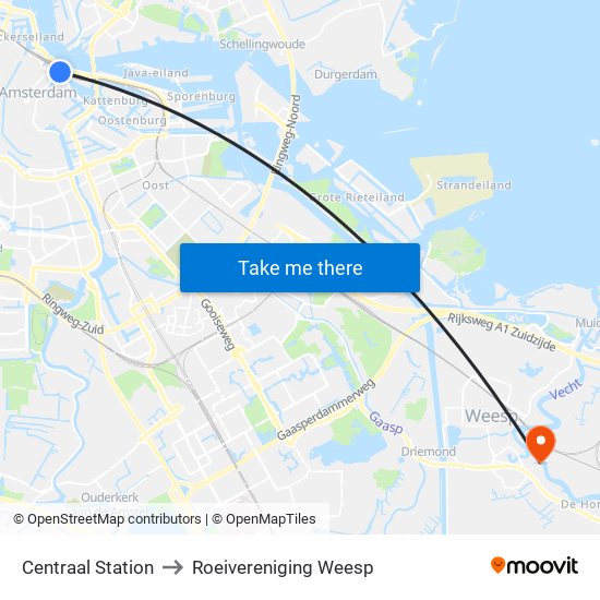 Centraal Station to Roeivereniging Weesp map