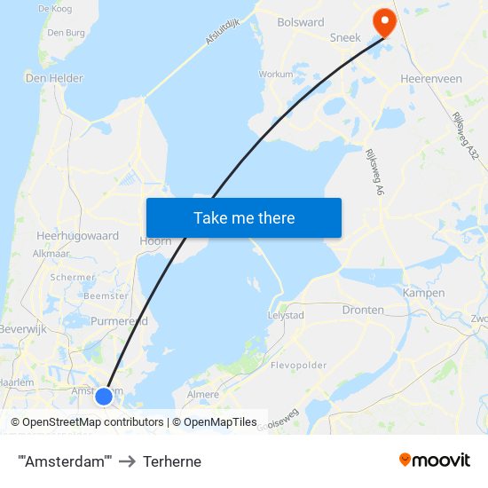 ""Amsterdam"" to Terherne map