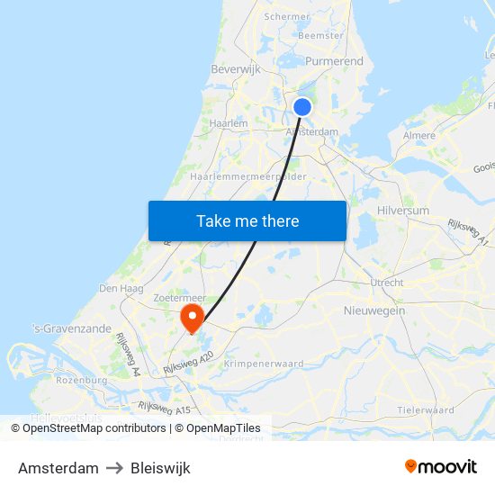 Amsterdam to Bleiswijk map