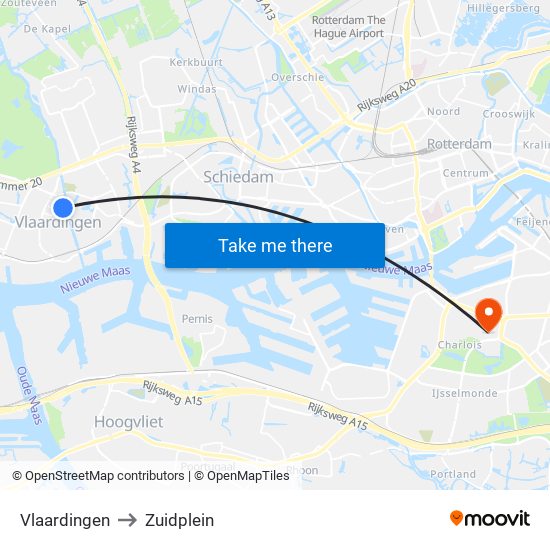 Vlaardingen to Zuidplein map