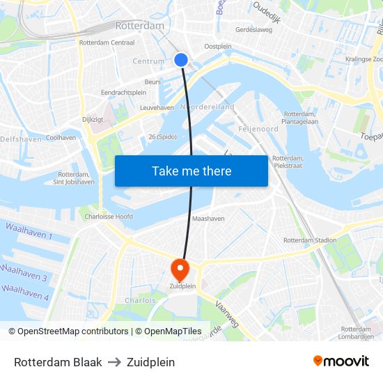 Rotterdam Blaak to Zuidplein map