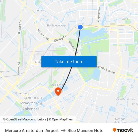 Mercure Amsterdam Airport to Blue Mansion Hotel map