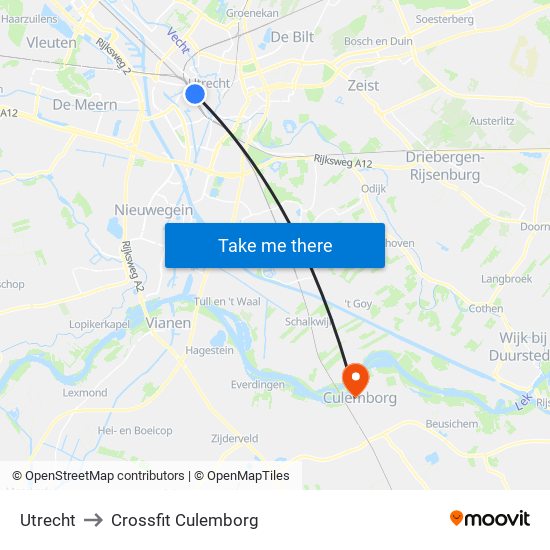 Utrecht to Crossfit Culemborg map