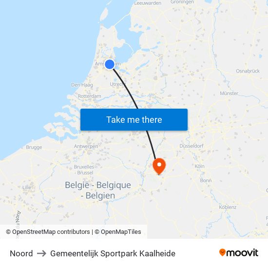 Noord to Gemeentelijk Sportpark Kaalheide map