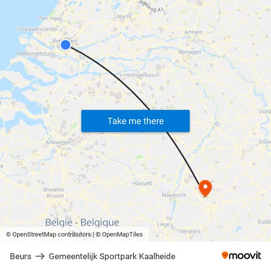 Beurs to Gemeentelijk Sportpark Kaalheide map