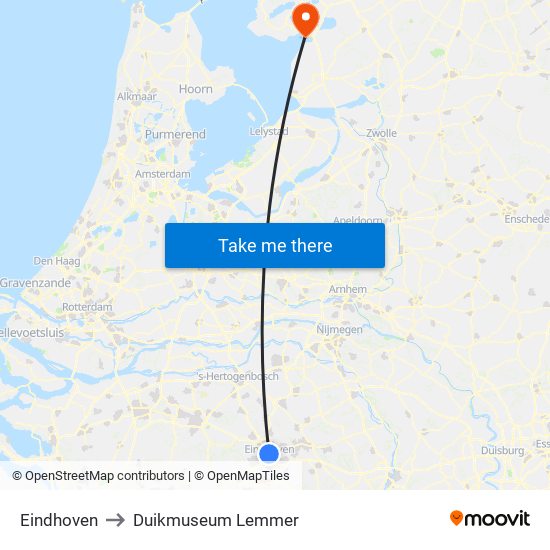 Eindhoven to Duikmuseum Lemmer map