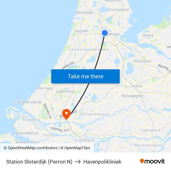 Station Sloterdijk (Perron N) to Havenpolikliniek map