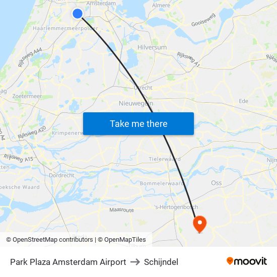 Park Plaza Amsterdam Airport to Schijndel map