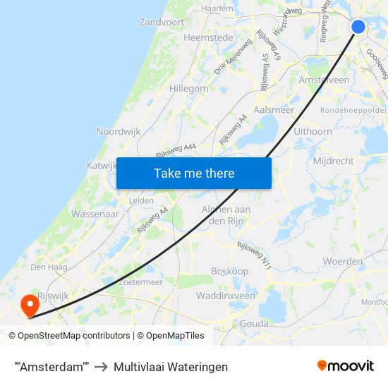 ""Amsterdam"" to Multivlaai Wateringen map