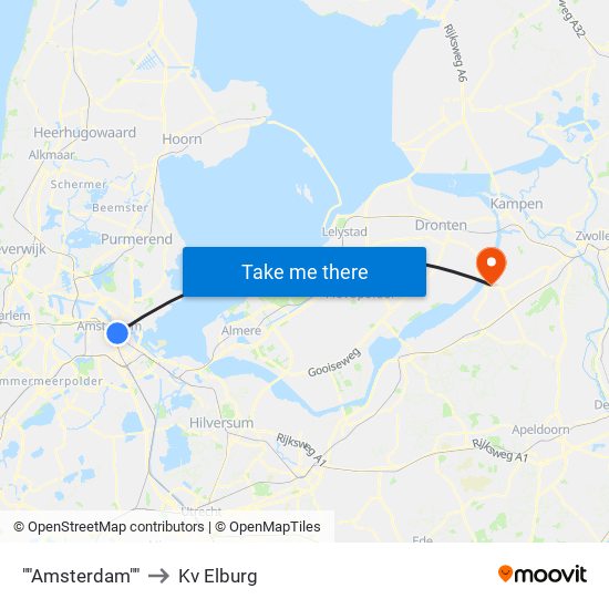 ""Amsterdam"" to Kv Elburg map