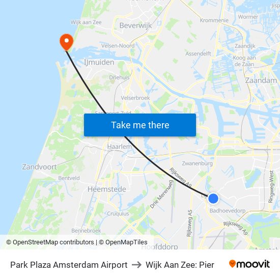 Park Plaza Amsterdam Airport to Wijk Aan Zee: Pier map