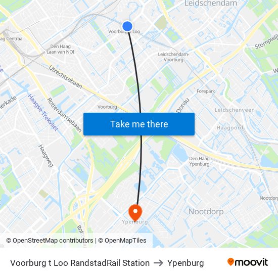 Voorburg t Loo RandstadRail Station to Ypenburg map
