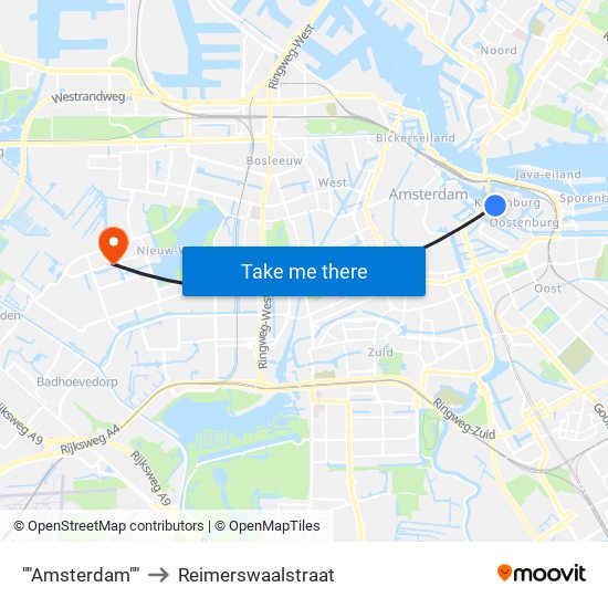 ""Amsterdam"" to Reimerswaalstraat map