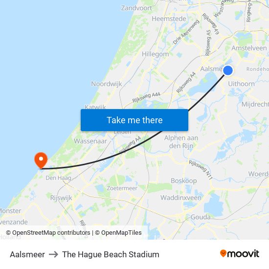 Aalsmeer to The Hague Beach Stadium map