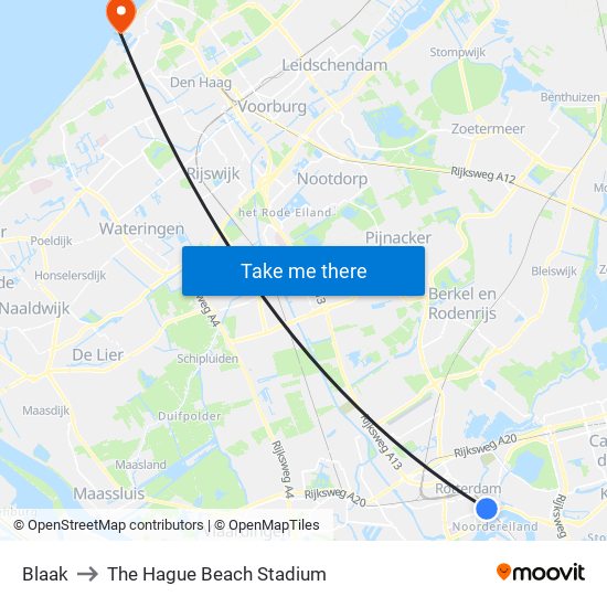 Blaak to The Hague Beach Stadium map