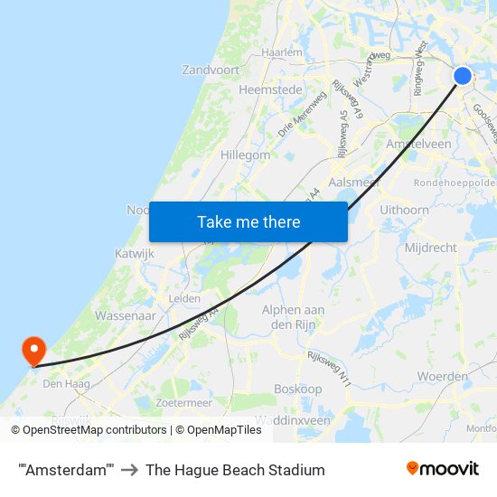 ""Amsterdam"" to The Hague Beach Stadium map
