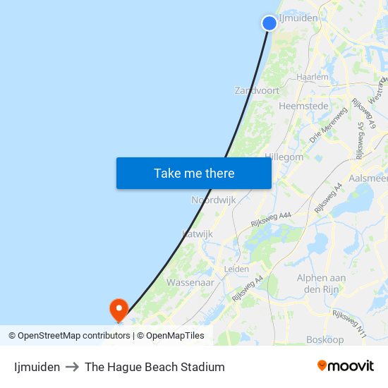 Ijmuiden to The Hague Beach Stadium map