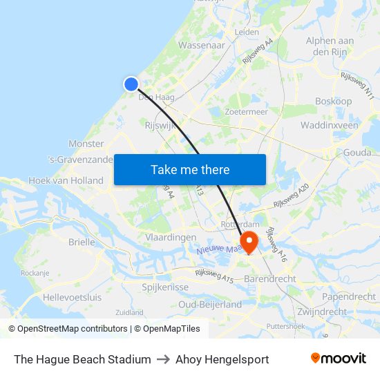 The Hague Beach Stadium to Ahoy Hengelsport map